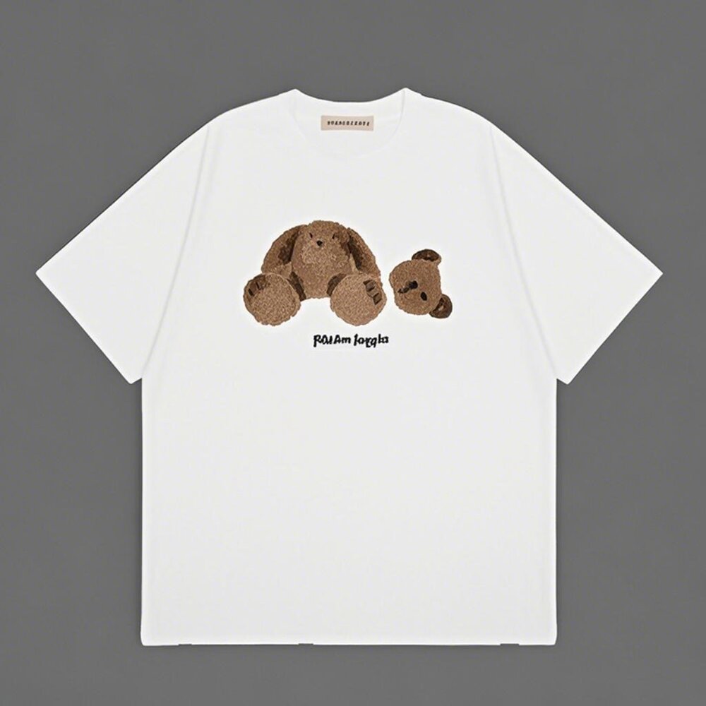 NWT Palm Angels Brown Broken Head Bear Short Sleeve